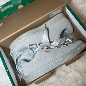 Suede Heart Satin Gray Puma Sneakers Limited Edition